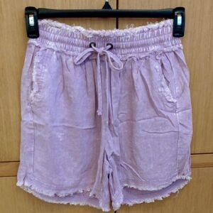 NWOT  Casual Drawstring  Purple Shorts SZ L By Zenana
